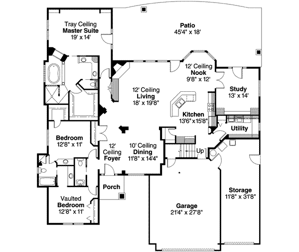 House Plan Design - Craftsman Floor Plan - Main Floor Plan #124-494