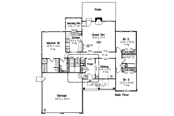 Floor Plan - Main Floor House Plan #312-614 - 3 bed, 2 bath