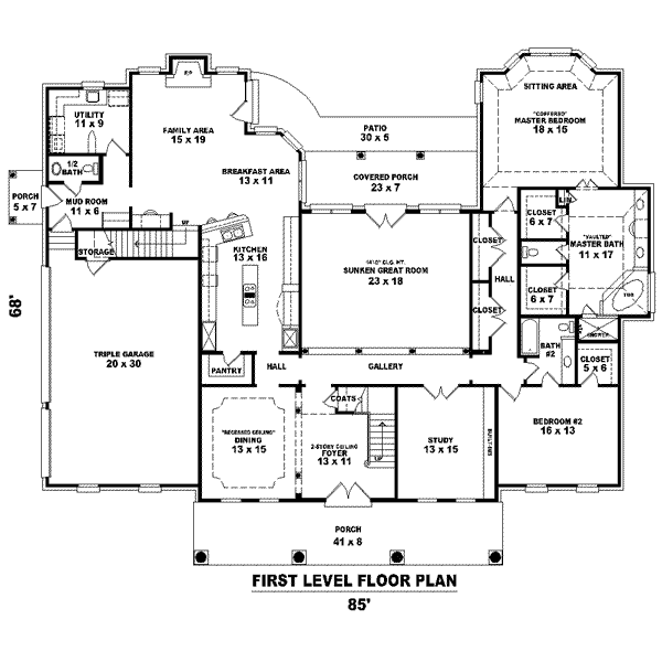 Colonial Floor Plan - Main Floor Plan #81-1597