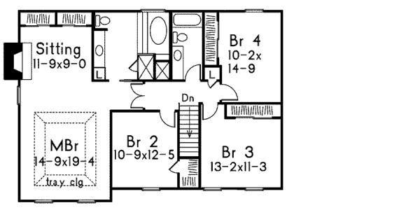 Traditional Floor Plan - Upper Floor Plan #57-204