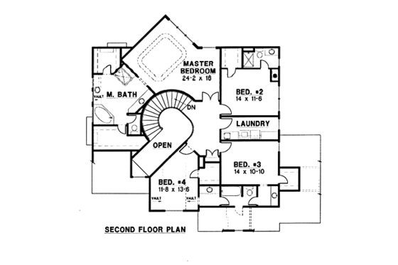 Floor Plan - Upper Floor for European House Plan #67-151 - 4 bed, 4 bath