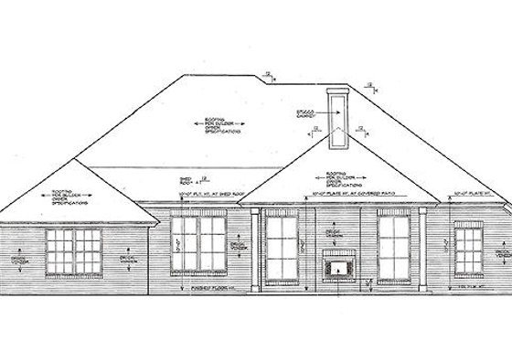 Exterior - Rear Elevation for European House Plan #310-971 - 3 bed, 2 bath