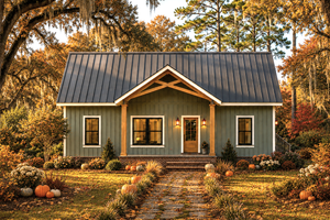 House Design - Exterior - Front Elevation for Farmhouse House Plan #44-321 - 3 bed, 2 bath