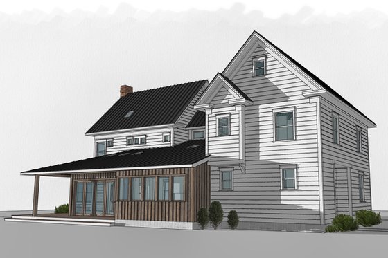 Exterior - Rear Elevation 2 for Farmhouse House Plan #485-4 - 4 bed, 3 bath