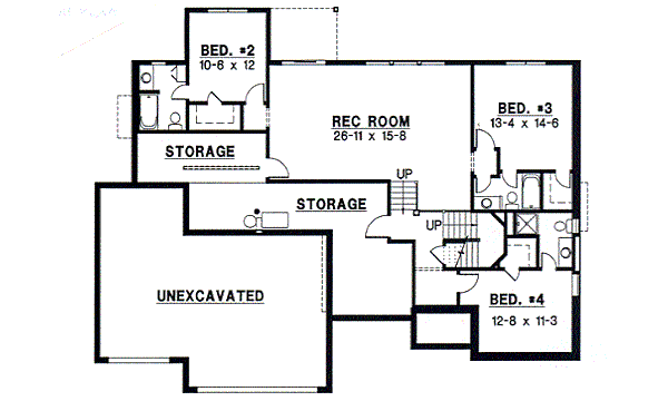 Traditional Floor Plan - Lower Floor Plan #67-367