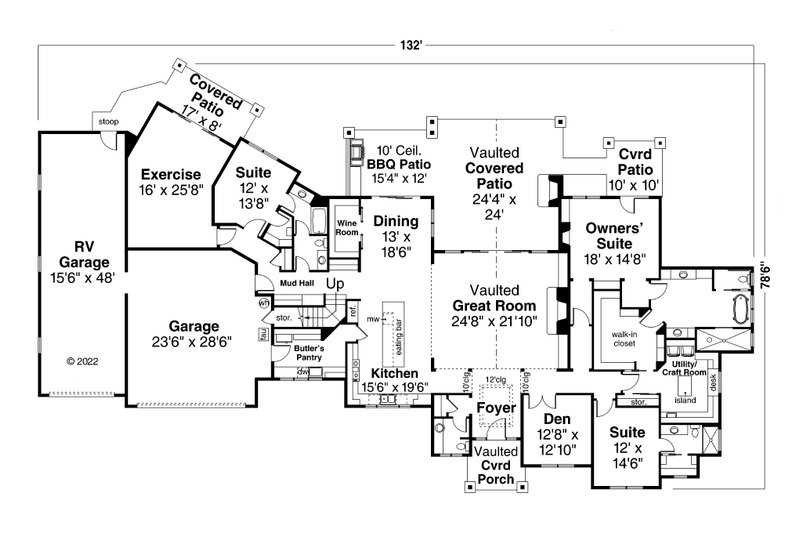 House Plan Design - Floor Plan - Main Floor for Traditional House Plan #124-1318 - 4 bed, 4.5 bath