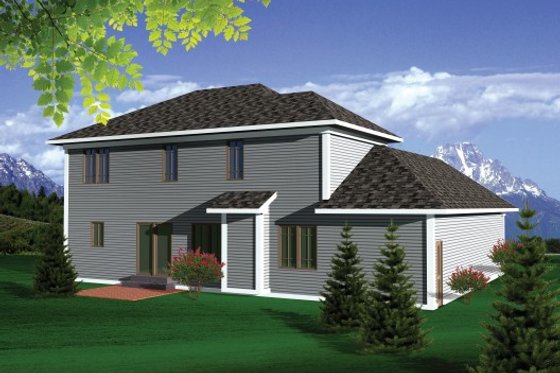 Exterior - Rear Elevation for European House Plan #70-1100 - 4 bed, 2.5 bath