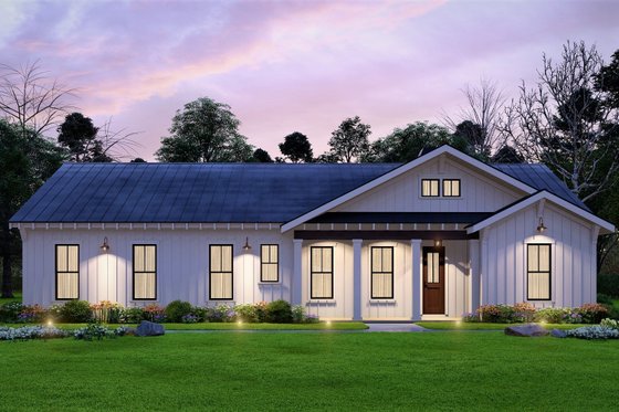 Exterior - Front Elevation 4 for Ranch House Plan #54-548 - 3 bed, 2.5 bath