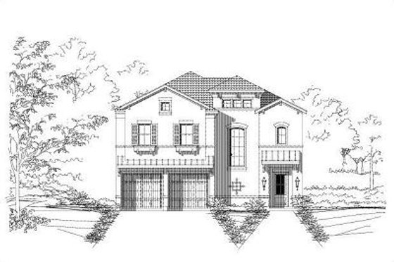 Exterior - Front Elevation for European House Plan #411-727 - 3 bed, 2.5 bath