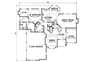 Floor Plan - Main Floor for European House Plan #67-444 - 5 bed, 3.5 bath
