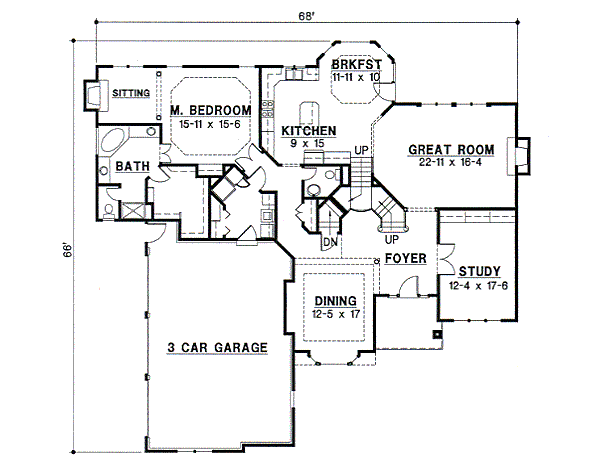 European Floor Plan - Main Floor Plan #67-444