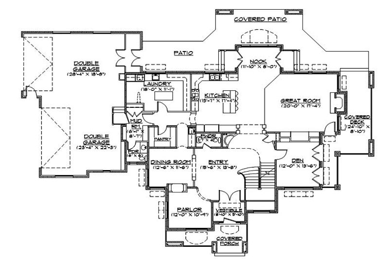 Dream House Plan - Floor Plan - Main Floor for Traditional House Plan #5-437 - 6 bed, 4.5 bath