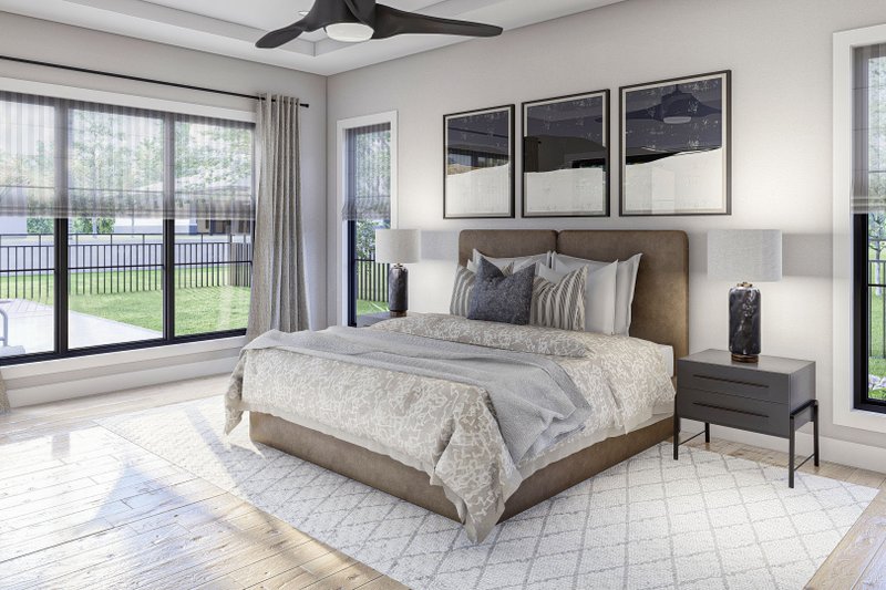 House Blueprint - Interior - Master Bedroom 1 for Mediterranean House Plan #455-620 - 2 bed, 2 bath