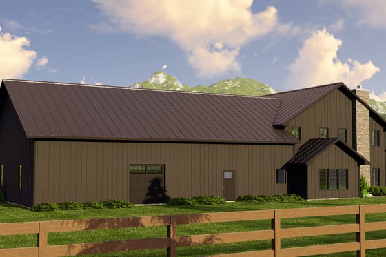 Exterior - Rear Elevation 1 for Barndominium House Plan #1064-110 - 3 bed, 2.5 bath