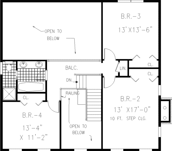 Colonial Floor Plan - Upper Floor Plan #3-219