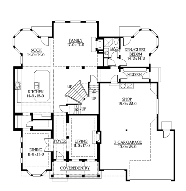 House Blueprint - Country Floor Plan - Main Floor Plan #132-484