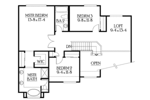 Floor Plan - Upper Floor for Craftsman House Plan #132-265 - 3 bed, 2.5 bath