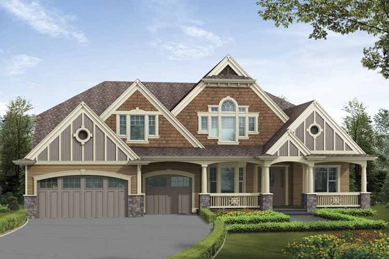 Exterior - Front Elevation 3 for Craftsman House Plan #132-503 - 6 bed, 5 bath