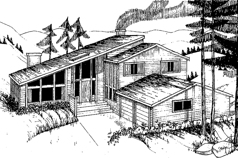 House Blueprint - Contemporary Exterior - Front Elevation Plan #60-774