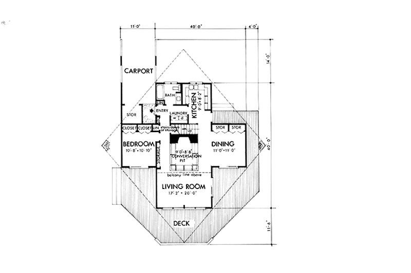 Home Plan - Floor Plan - Main Floor for Contemporary House Plan #320-1229 - 3 bed, 2 bath