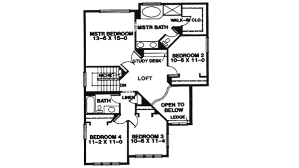 Dream House Plan - Country Floor Plan - Upper Floor Plan #966-49