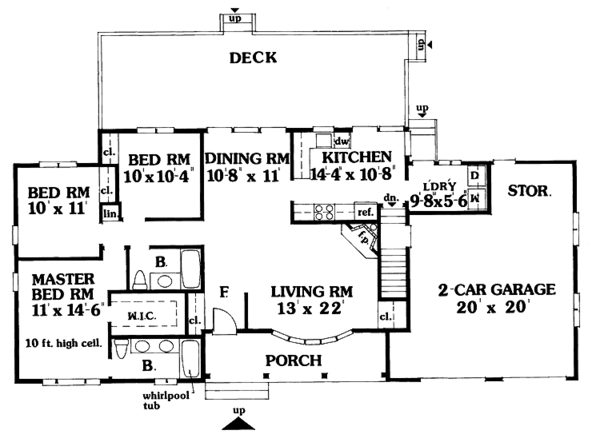 House Design - Ranch Floor Plan - Main Floor Plan #456-44