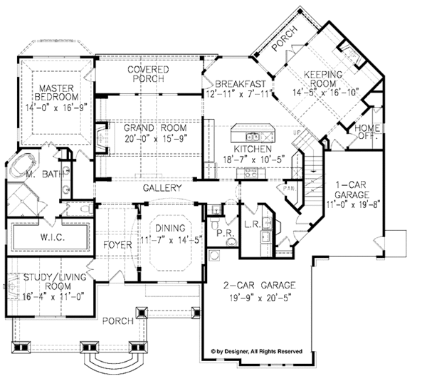 House Plan Design - Craftsman Floor Plan - Main Floor Plan #54-296