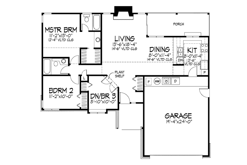Home Plan - Floor Plan - Main Floor for Craftsman House Plan #320-707 - 2 bed, 2 bath