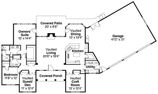 Floor Plan - Main Floor for Traditional House Plan #124-721 - 3 bed, 2 bath