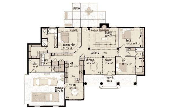 Dream House Plan - Southern Floor Plan - Main Floor Plan #36-178