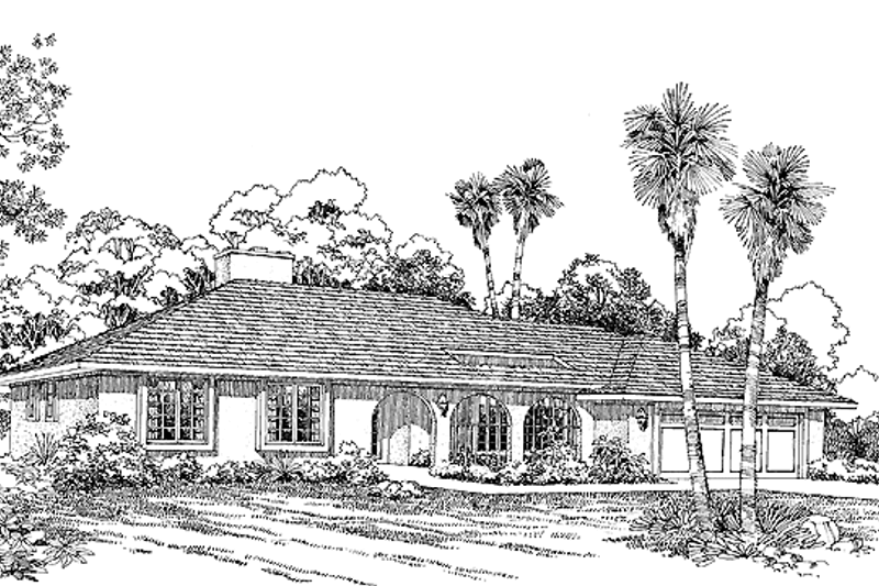 House Blueprint - Adobe / Southwestern Exterior - Front Elevation Plan #72-735
