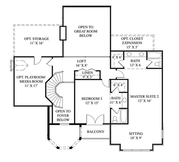 House Plan Design - European Floor Plan - Upper Floor Plan #119-417