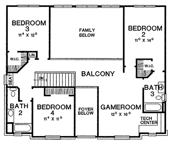 House Design - Classical Floor Plan - Upper Floor Plan #472-229
