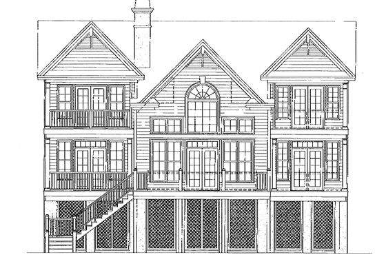 Exterior - Rear Elevation 2 for Country House Plan #929-529 - 3 bed, 3.5 bath