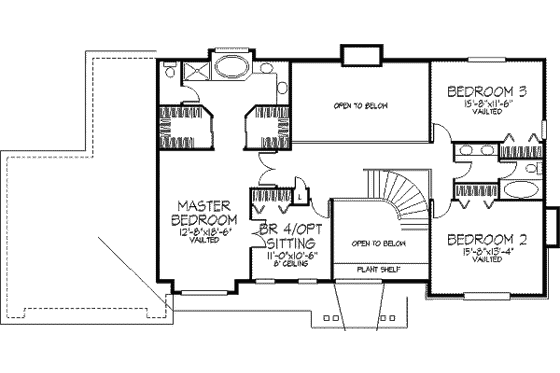Floor Plan - Upper Floor for Bungalow House Plan #320-299 - 4 bed, 2.5 bath
