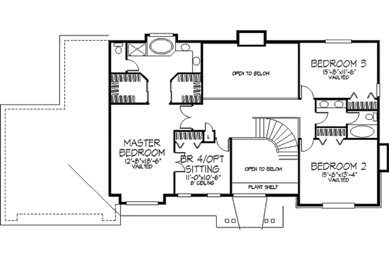 Dream House Plan - Floor Plan - Upper Floor for Bungalow House Plan #320-299 - 4 bed, 2.5 bath