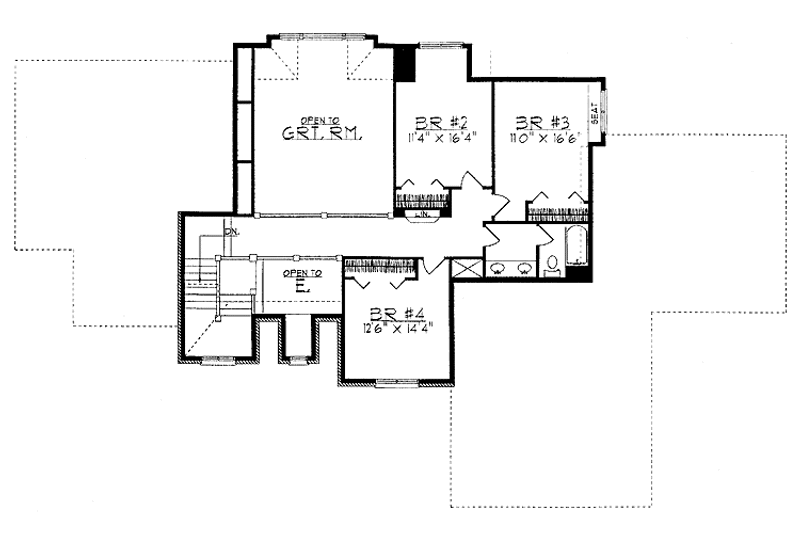 Home Plan - Floor Plan - Upper Floor for European House Plan #70-1337 - 4 bed, 2.5 bath