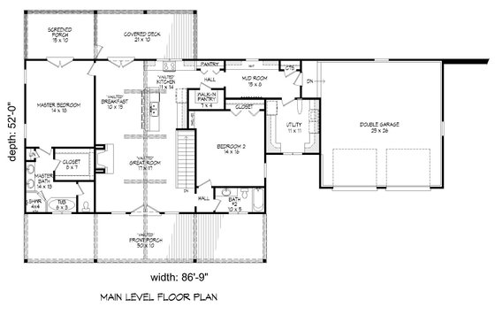 Floor Plan - Main Floor for Country House Plan #932-63 - 2 bed, 2 bath