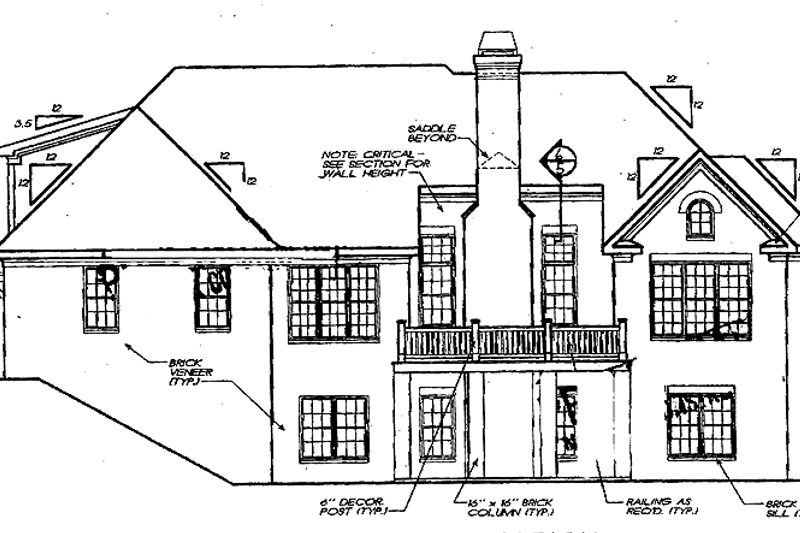 Home Plan - Exterior - Rear Elevation for European House Plan #927-412 - 3 bed, 2.5 bath