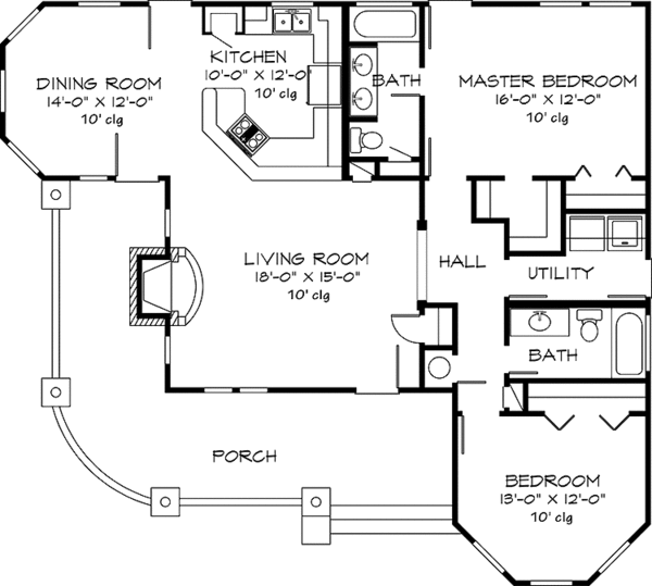 Home Plan - Country Floor Plan - Main Floor Plan #140-164