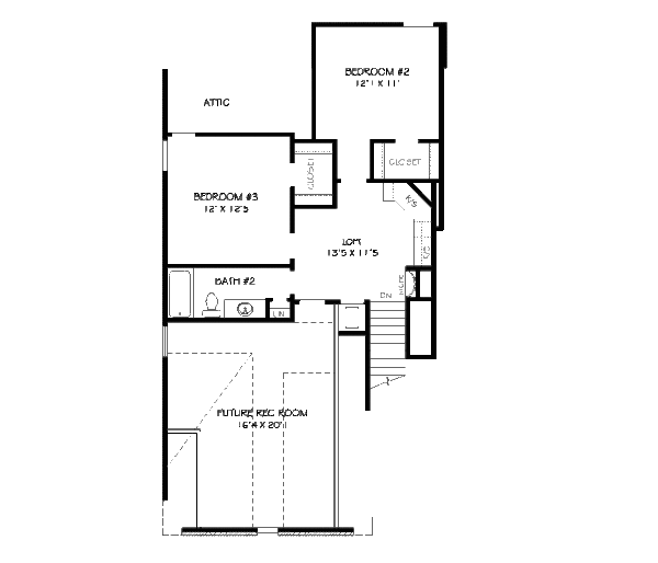 Traditional Floor Plan - Upper Floor Plan #424-112