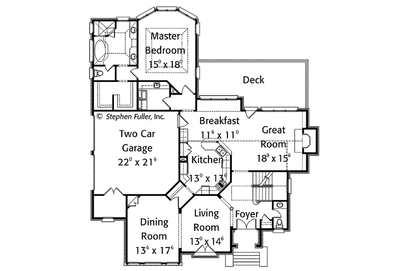 Home Plan - Floor Plan - Main Floor for Colonial House Plan #429-375 - 4 bed, 3.5 bath
