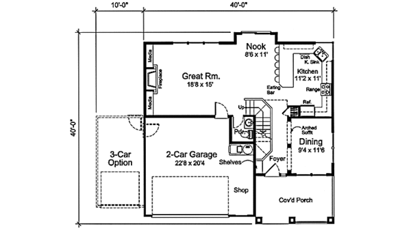 Architectural House Design - Country Floor Plan - Main Floor Plan #997-1