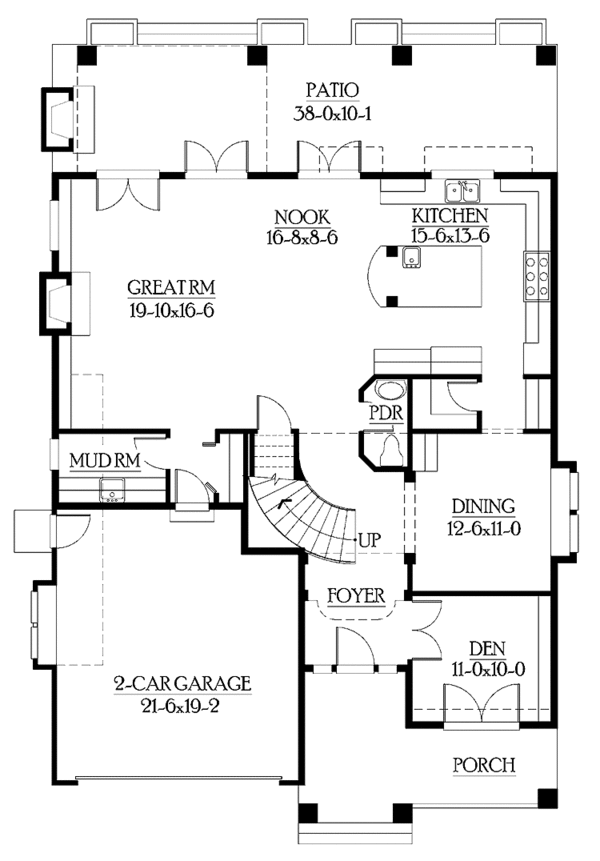 Architectural House Design - Craftsman Floor Plan - Main Floor Plan #132-243