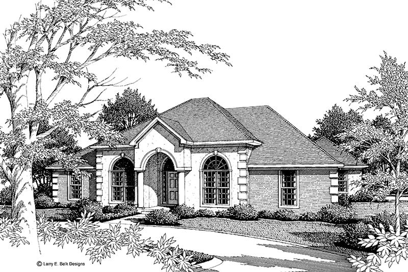Home Plan - Exterior - Front Elevation 3 for Mediterranean House Plan #952-151 - 4 bed, 2 bath