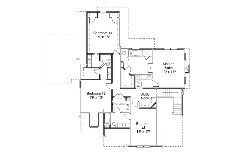 Home Plan - Floor Plan - Upper Floor for Country House Plan #429-251 - 5 bed, 4.5 bath