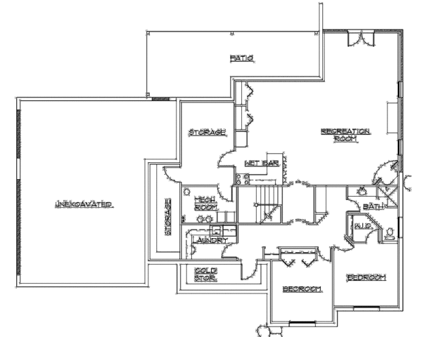 House Blueprint - Traditional Floor Plan - Lower Floor Plan #945-96