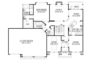 Floor Plan - Main Floor for Craftsman House Plan #132-341 - 4 bed, 3.5 bath