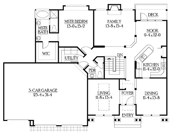 Craftsman Floor Plan - Main Floor Plan #132-341