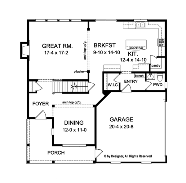 Architectural House Design - Colonial Floor Plan - Main Floor Plan #1010-130